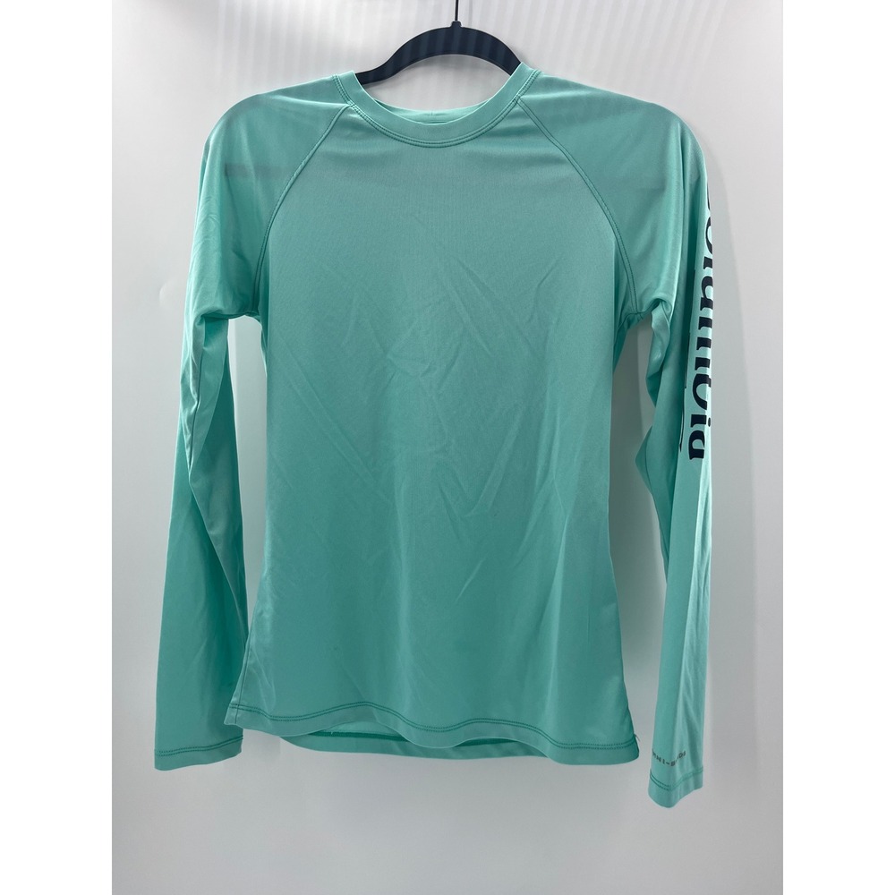 Columbia PFG Long Sleeve Sun Shirt Womens XS Aqua Teal Fishing Hiking Omni-Wick